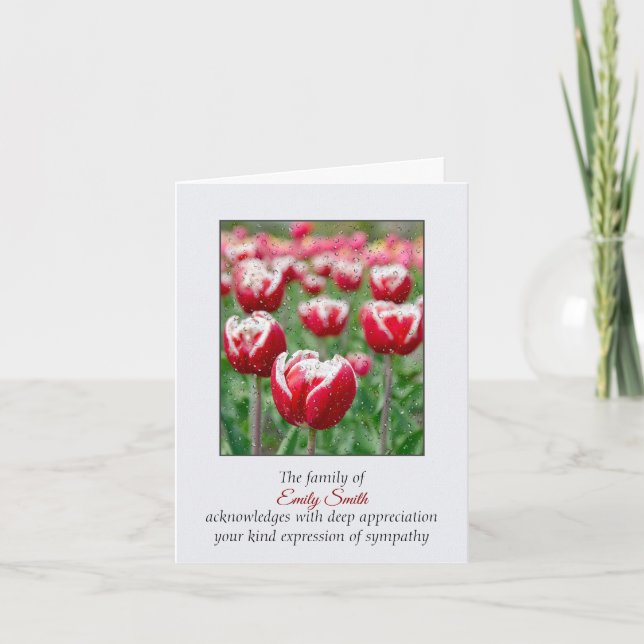 Carte Raindrops sur Tulips Sympathy Merci (Devant)