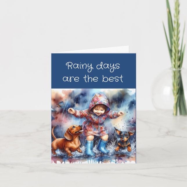 Carte Rainy Days Dachshund (téléchargeable) (Devant)