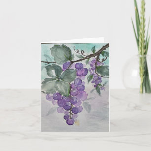 Carte Raisins d'aquarelle violet - Vierge pliée