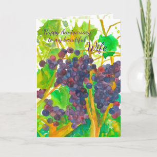 Carte Raisins de vin joyeuse épouse anniversaire