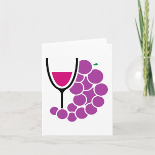 Carte Raisins Violets Minimalistes et Verre à Vin