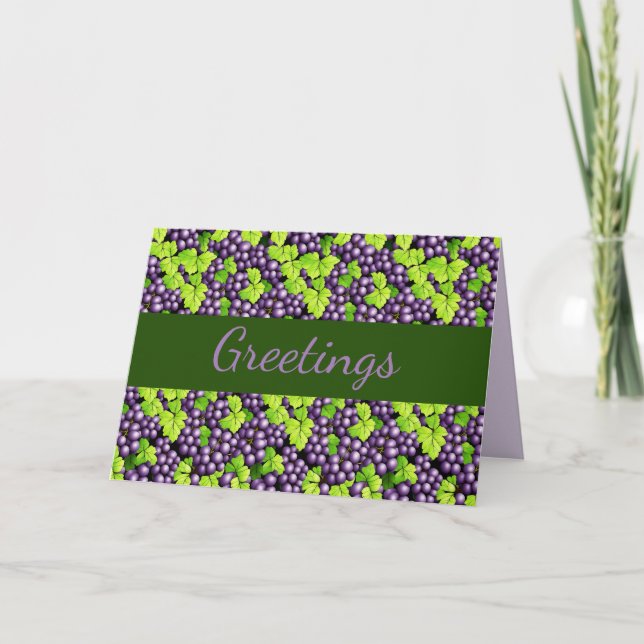 Carte Raisins Violets sur une Vigne  (Devant)