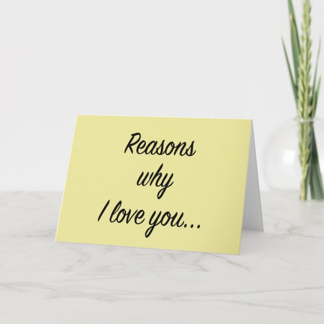 Carte Raisons pour lesquelles je t'aime (Devant)