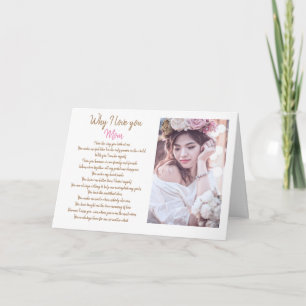 Carte raisons pour lesquelles je t'aime avec photo