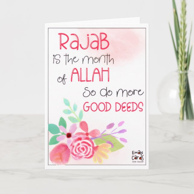 Carte Rajab - Holy Month Blessings -Floral Design (Devant)