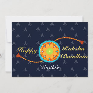 Carte Raksha bandhan avec nom et message, Rakhi