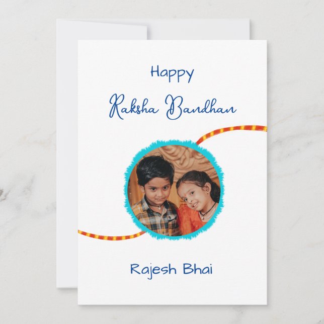 Carte Raksha bandhan avec photo, carte Rakhi/ Rakh (Devant)