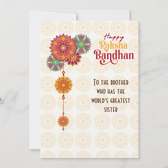 Carte Raksha Bandhan| Personnalisé | Texte modifia (Devant)