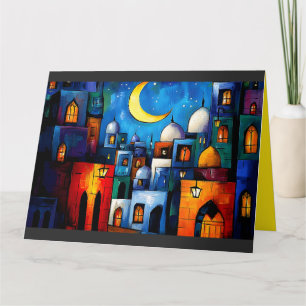 Carte Ramadan Cityscape   Une Fusion Vibrante de Couleur