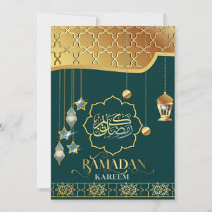 Carte Ramadan Kareem Calligraphie arabe verte dorée