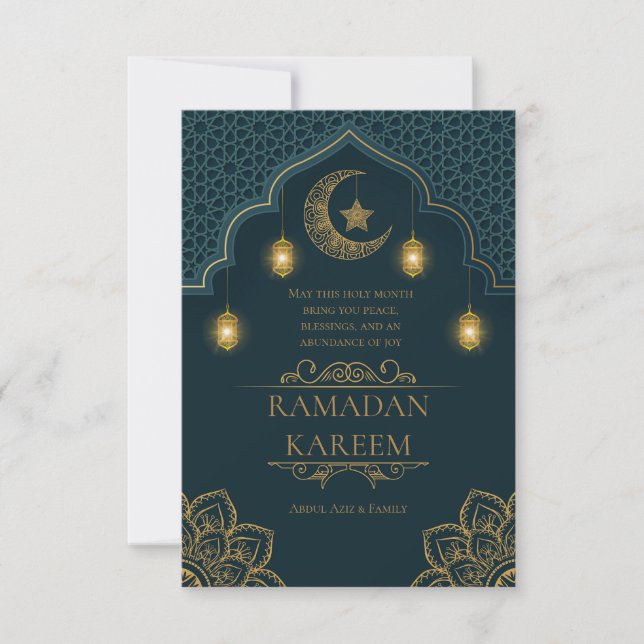 Carte Ramadan Kareem Salutation du mois sacré islamique (Devant)