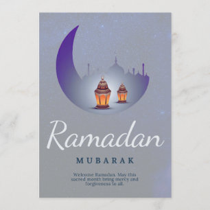 Carte Ramadan Moubarak Lanterne du croissant de lune Art