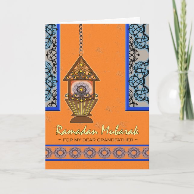 Carte Ramadan Moubarak pour grand-père, Lanterne des Fan (Devant)