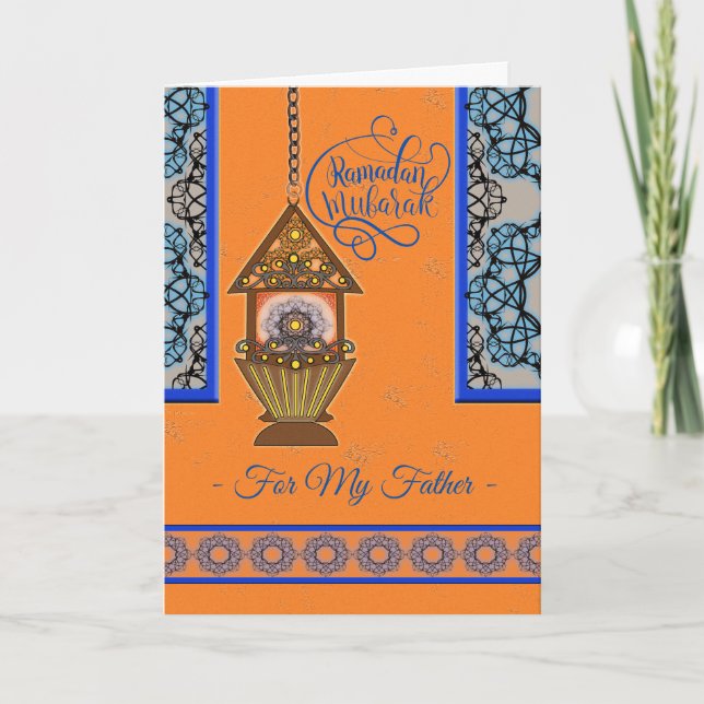 Carte Ramadan Moubarak pour Père Lanterne Fanoos (Devant)