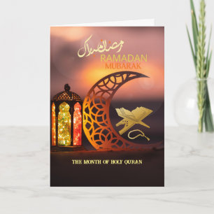 Carte Ramadan Mubarak élégant Coran sacré avec croissant