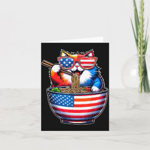 Carte Ramen de chat Sungl Drapeau USA Patriotique 4 juil