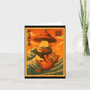 Carte Ramen de chat Ufo drôle anime japonais hommes femm