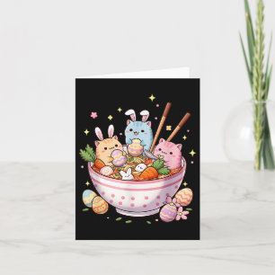 Carte Ramen de Pâques Chats mignonette Anime Joyeux jour