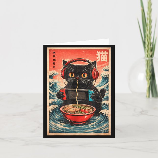 Carte Ramen Japonais de Chat Graphique Drôle Kawaii Chat (Devant)