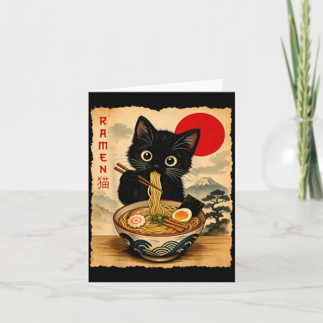 Carte Ramen Japonais de Chat Graphique Drôle Kawaii Chat (Devant)