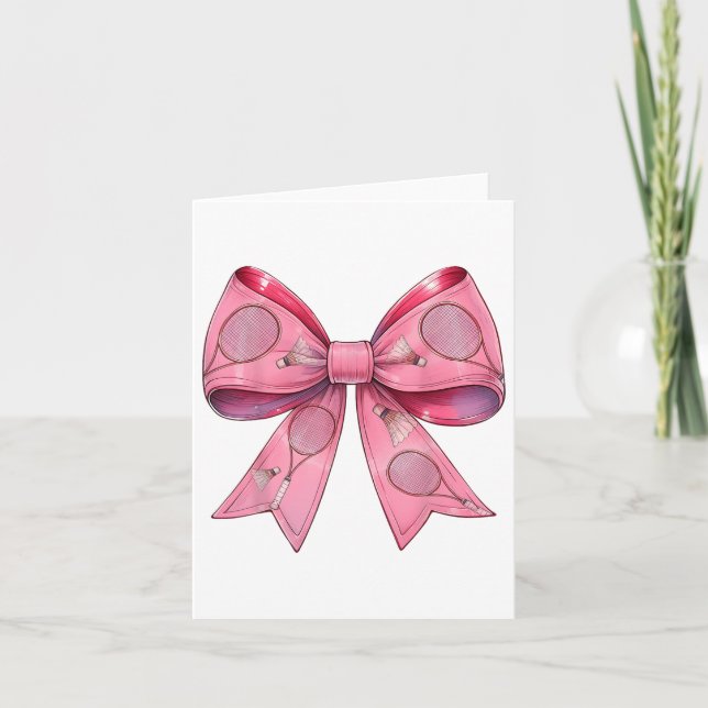 Carte Raquette de badminton à ruban rose Coquette Bow  (Devant)