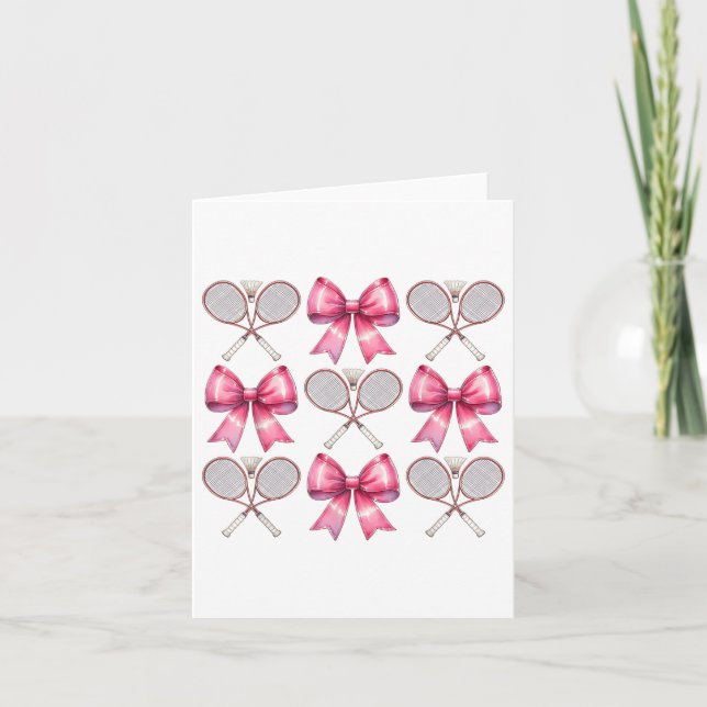 Carte Raquette de badminton à ruban rose Coquette Bow  (Devant)