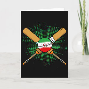Carte Raquette de cricket iranienne et ll drapeau de l'I