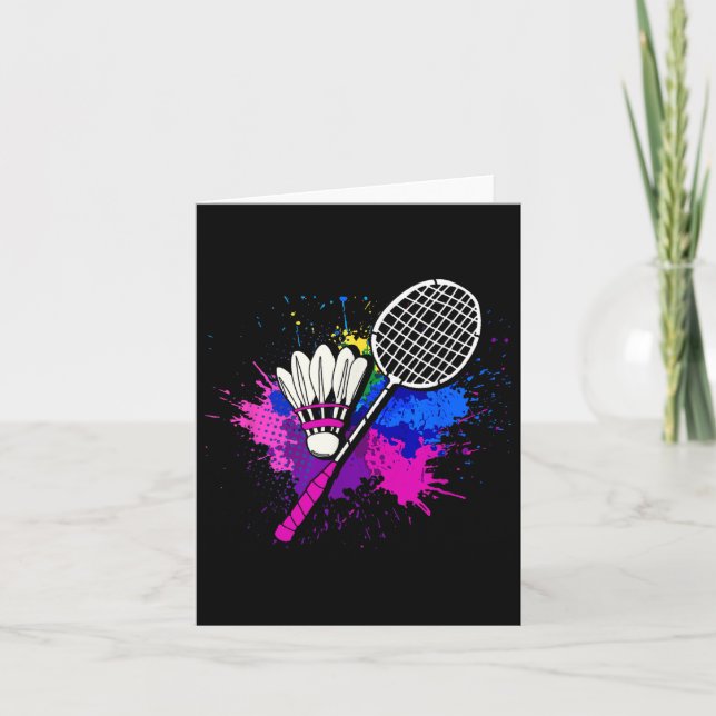 Carte Raquette de navette colorée _ Joueur Badminton (Devant)