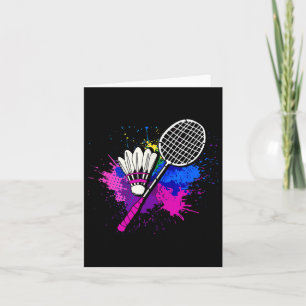 Carte Raquette de volant colorée _ Joueur de badminton 