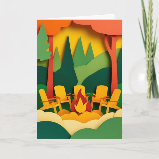 Carte Rassemblement autour d'un feu de camp (Devant)