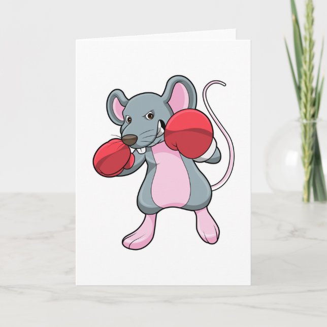 Carte Rat au combat de boxe avec gants de boxe (Devant)