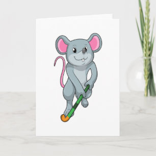 Carte Rat au hockey avec chauve-souris de hockey
