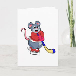 Carte Rat au hockey sur glace avec bâton de hockey sur g