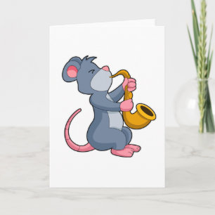 Carte Rat au music avec saxophone