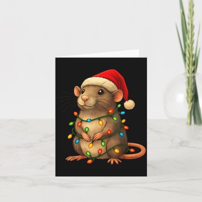 Carte Rat Christmas Pajama Funny Xmas Lights Animals Lov (Devant)