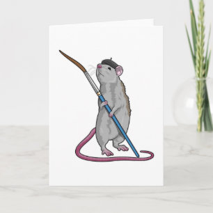 Carte Rat comme Peintre avec pinceau