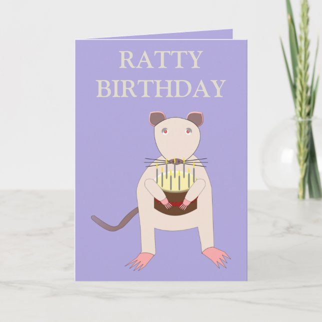Carte Rat de Siamese avec gâteau d'anniversaire personna (Devant)