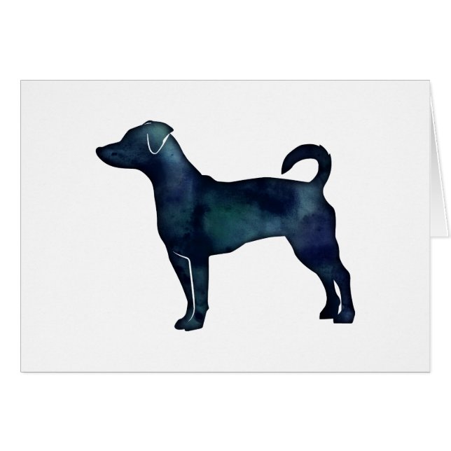 Carte Rat Terrier Breed Silhouette Black Watercolo (Devant horizontal)