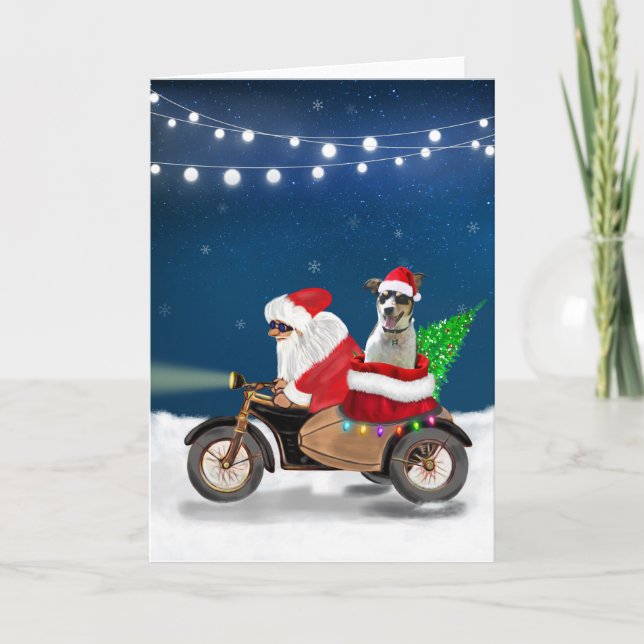 Carte Rat Terrier Chien Noël Père Noël (Devant)