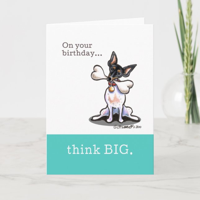 Carte Rat Terrier Funny Birthday Think Big (Devant)
