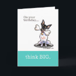 Carte Rat Terrier Funny Birthday Think Big<br><div class="desc">Funny birthday greeting for any person. Cute Rat Terrier dog holds a big bone in this original design and illustration by Andie of Off-Leash Art.

To add custom text,  click the orange "customize it!" button,  then select the "add text" button.</div>