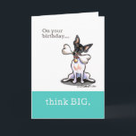 Carte Rat Terrier Funny Birthday Think Big<br><div class="desc">Funny birthday greeting for any person. Cute Rat Terrier dog holds a big bone in this original design and illustration by Andie of Off-Leash Art.

To add custom text,  click the orange "customize it!" button,  then select the "add text" button.</div>