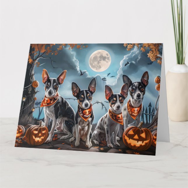 Carte Rat Terrier Halloween Effrayant  (Devant)