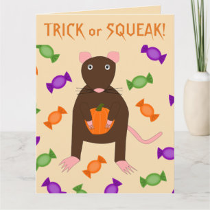 Carte Raton et citrouille de Halloween mignons sur mesur