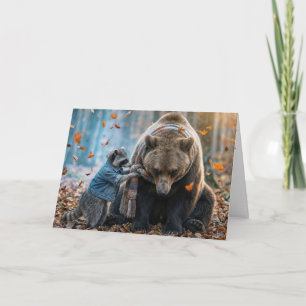 Carte Raton Lantant une Écharpe Autour d'un Ours