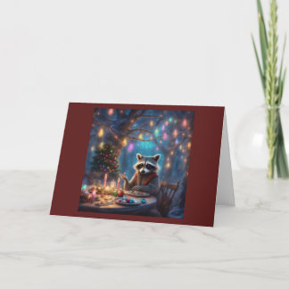 Carte Raton laveur adorable fait des décorations de Noël