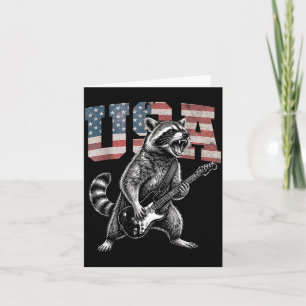 Carte Raton laveur au drapeau américain jouant de la gui