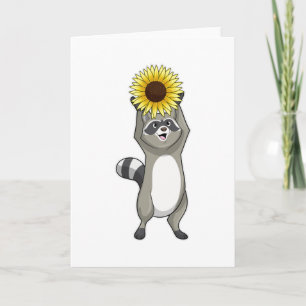 Carte Raton laveur avec tournesol
