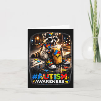 Carte Raton laveur buvant du café glacé sensibilisation 