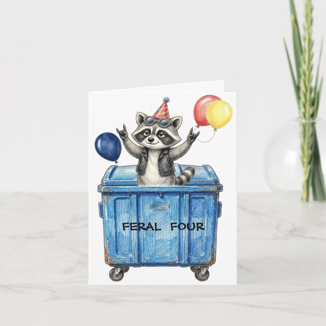 Carte Raton laveur d'anniversaire sauvage (Devant)